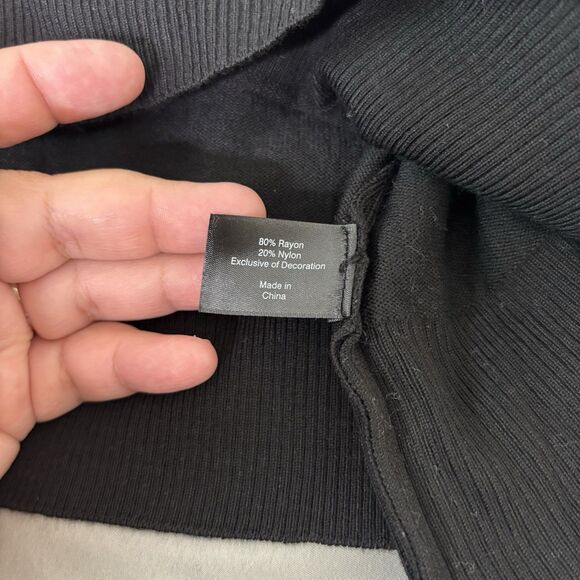 New Lane Bryant Knit Sweater Women Plus Size 14/16 Black Embroidered Stretch - Picture 4 of 7